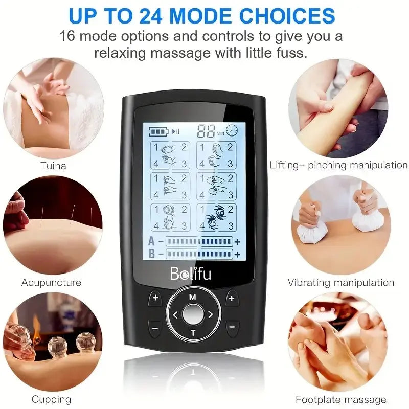 Belifu TENS 24 Mode with 10 Pads Rechargeable Multifunction Neck and Shoulder Massager Valentine'S Day Gift