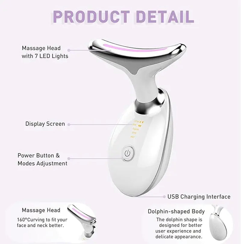 Face and Neck Massager Light Therapy, Face Massager Tool, Face Sculpting Tool, Facial Massager Face Lift Device, True Beauty Glow Facial Massager Lightweight Clear Gift Handle
