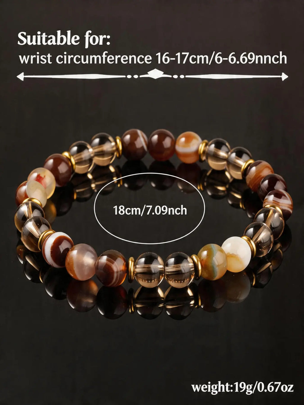 Grounding Crystals for Anxiety: Natural Banded Agate Shield Crystal Bracelet