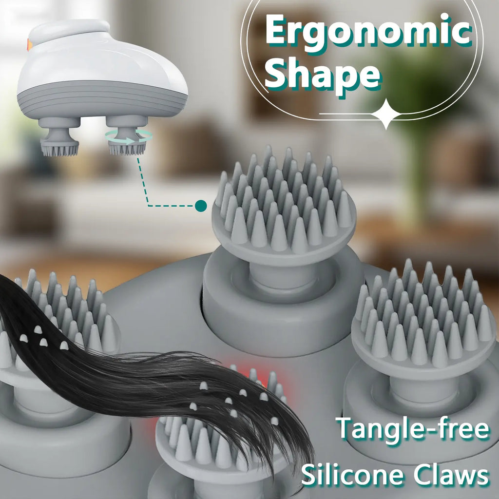 TISSCARE Electric Scalp Massager, Cordless Head Massager for Hair Growth and Stress Relax, 3 Speed Modes, Waterproof Rechargeable Handheld Portable Body & Scalp Head Scratcher Massager with Kneading, Massage Tool, Relaxation Tool, Neck Shoulder Leg Waist