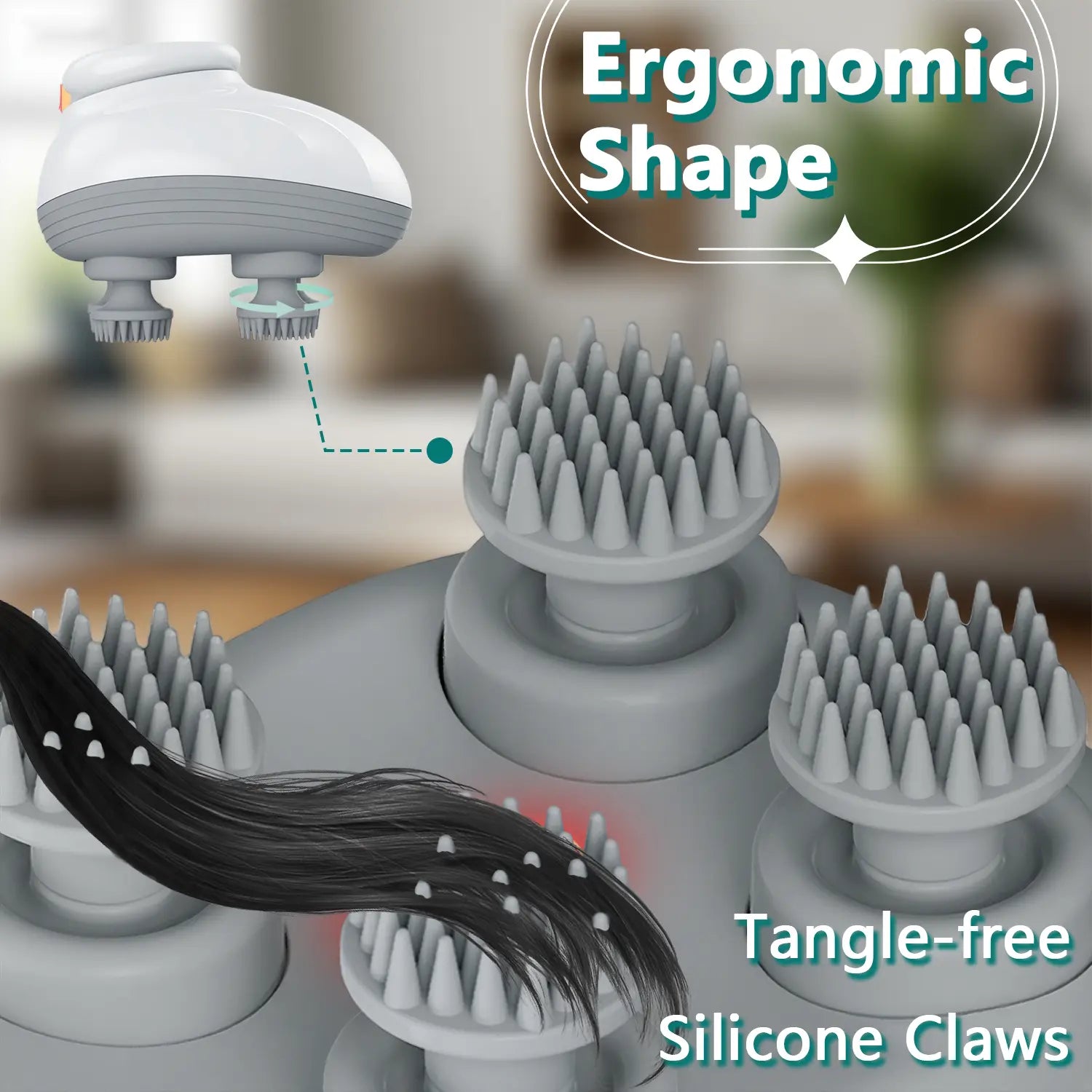 TISSCARE Electric Scalp Massager, Cordless Head Massager for Hair Growth and Stress Relax, 3 Speed Modes, Waterproof Rechargeable Handheld Portable Body & Scalp Head Scratcher Massager with Kneading, Massage Tool, Relaxation Tool, Neck Shoulder Leg Waist