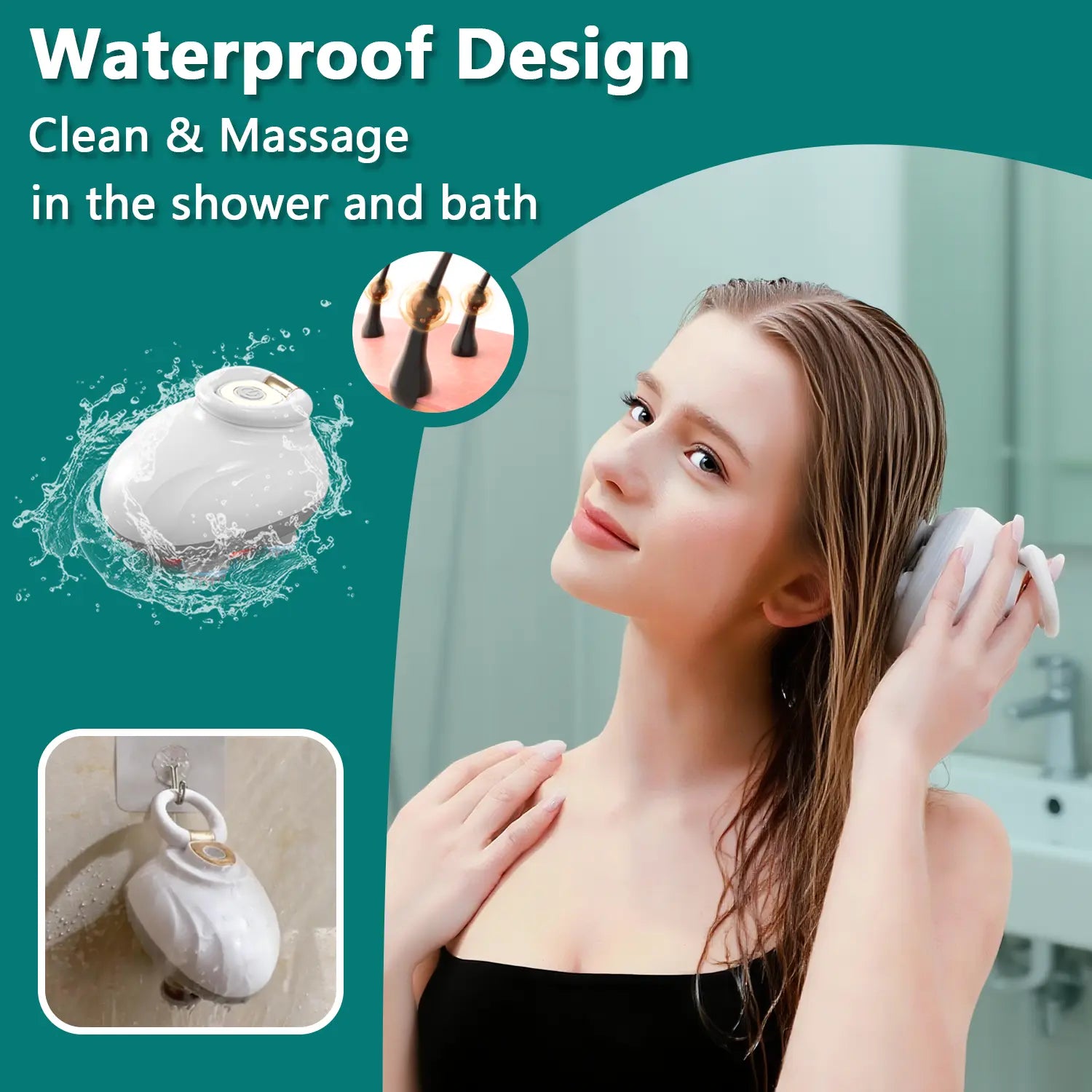 TISSCARE Electric Scalp Massager, Cordless Head Massager for Hair Growth and Stress Relax, 3 Speed Modes, Waterproof Rechargeable Handheld Portable Body & Scalp Head Scratcher Massager with Kneading, Massage Tool, Relaxation Tool, Neck Shoulder Leg Waist