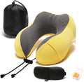 Travel Pillow Memory Foam with 360-Degree Head Support Comfortable Neck Pillow with Storage Bag Lightweight Traveling Pillow for Airplane, Car, Train, Bus and Home Use (Yellow)