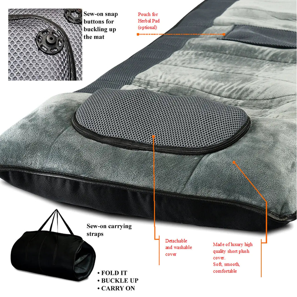 Carepeutic Luxury Comfort Full Body Massage Mat with Heat, 10 Vibrating Motors, Kneading Massage for Head, Deep Tissue Massage for Back, Neck and Legs Relaxation at Home or Office