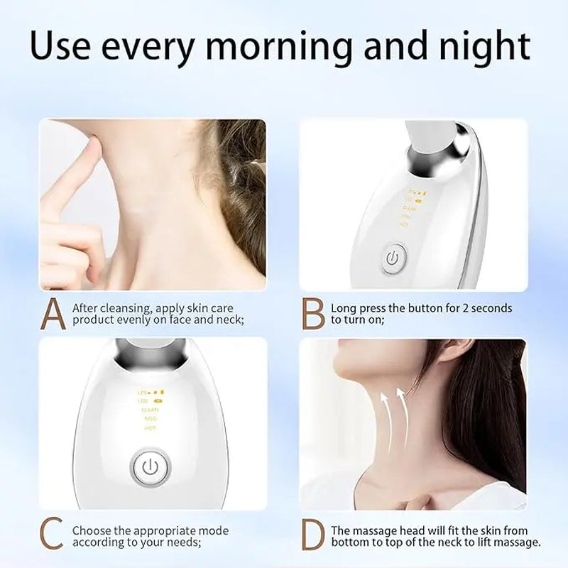 Face and Neck Massager Light Therapy, Face Massager Tool, Face Sculpting Tool, Facial Massager Face Lift Device, True Beauty Glow Facial Massager Lightweight Clear Gift Handle