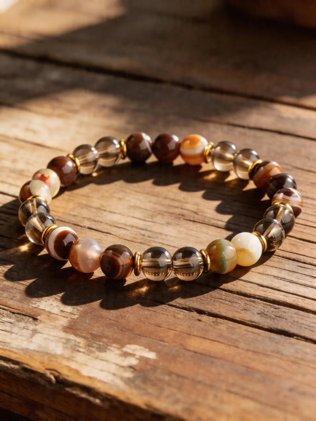 Grounding Crystals for Anxiety: Natural Banded Agate Shield Crystal Bracelet
