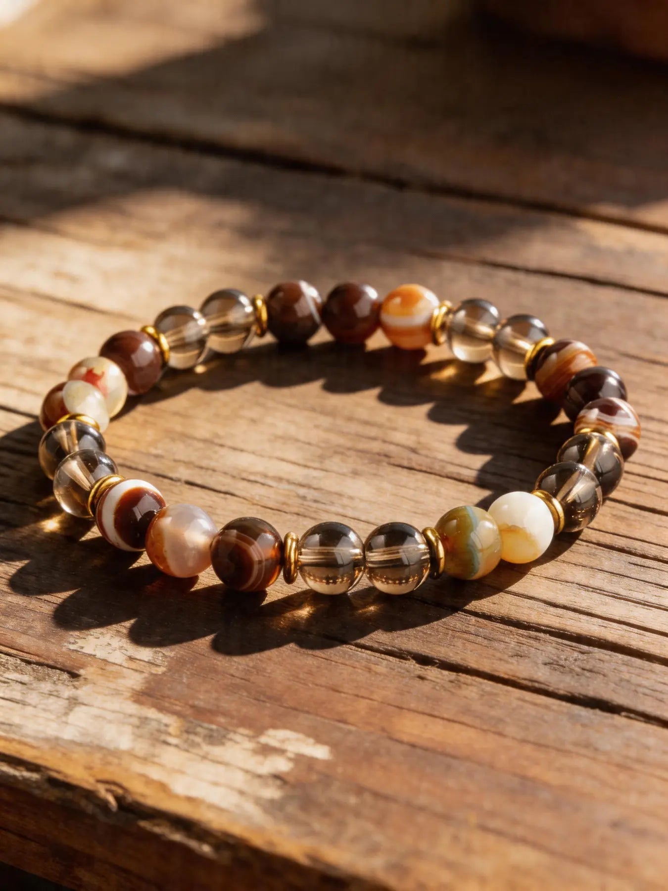 Grounding Crystals for Anxiety: Natural Banded Agate Shield Crystal Bracelet